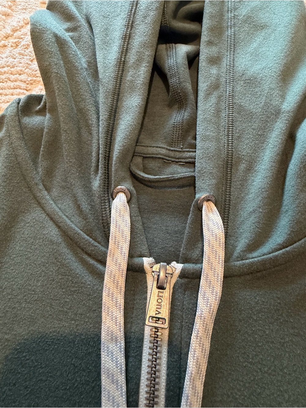Vuori Olive Green Full-Zip Hoodie Halo Performance Size M-L - Picture 5 of 8